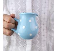City to Cottage® Jarra de Leche Vertedor de Crema de Cerámica Artesanal Diseño de Lunares Pintado a Mano en Azul Celeste y Blanco, Tamaño Pequeño 150ml/5oz
