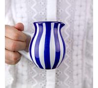 City to Cottage® Jarra de Leche Vertedor de Crema de Cerámica Artesanal Diseño de Lunares Pintado a Mano en Azul a Rayas, Tamaño Pequeño 150ml/5oz