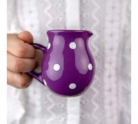 City to Cottage® Jarra de Leche Vertedor de Crema de Cerámica Artesanal Diseño de Lunares Pintado a Mano en Morado y Blanco, Tamaño Pequeño 150ml/5oz