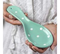 City to Cottage® Reposa Cucharas de Cerámica Hecho y Pintado a Mano en Azul Cerceta y Blanco | Soporte para Utensilios