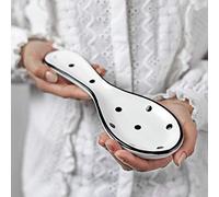 City to Cottage® Reposa Cucharas de Cerámica Hecho y Pintado a Mano en Blanco y Negro | Soporte para Utensilios