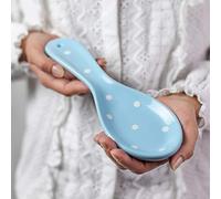 City to Cottage® Reposacucharas de Cerámica Hecho y Pintado a Mano en Azul Celeste y Blanco | Soporte para Utensilios