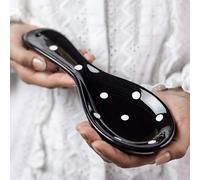 City to Cottage® Reposacucharas de Cerámica Hecho y Pintado a Mano en Negro y Blanco | Soporte para Utensilios