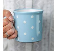 City to Cottage® Taza Grande Tazón con Asa para Chocolate Caliente Café Té Cerámica en Azul Celeste y Blanco | Diseño de Lunares | Extra Grande Esmaltada 500ml