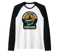 City Windy High Chicago - Camisa Retro con diseño de Remolino Camiseta Manga Raglan