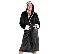 CityComfort Bata Mujer - Batas de Casa Mujer Invierno con Capucha (M, Gris Oscuro)