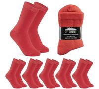 CityComfort Calcetines de Pantorrilla para Mujer, Set de 6 o 12 Unidades (Rojo-6 Pack)
