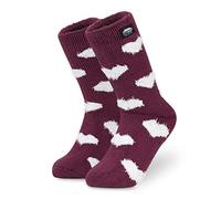 CityComfort Calcetines Mujer Invierno Antideslizantes de Forro Polar (Borgoña)