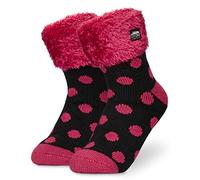 CityComfort Calcetines Mujer Invierno Antideslizantes de Forro Polar (Fucsia Puntos)