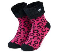 CityComfort Calcetines Mujer Invierno Antideslizantes de Forro Polar (Rosa Leopardo)