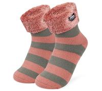 CityComfort Calcetines Mujer Invierno Antideslizantes de Forro Polar (Rosa Oscura)