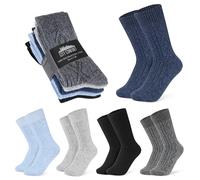 CityComfort Calcetines Mujer Invierno - Pack de 5 o de 2 Calcetines de Lana Mujer - Calcetines Cómodos y Calentitos Tallas 37-40, 41-44 (Azul/Gris - Paquete de 5)