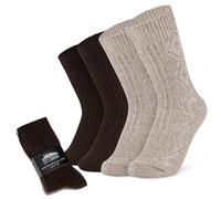 CityComfort Calcetines Mujer Invierno - Pack de 5 o de 2 Calcetines de Lana Mujer - Calcetines Cómodos y Calentitos Tallas 37-40, 41-44 (Beige/Marrón - Paquete de 2)