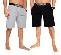 CityComfort Cómodos Pantalones Cortos Pijama para Hombres, Pack de 2 Piezas (XL, Gris/Negro)