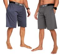 CityComfort Cómodos Pantalones Cortos Pijama para Hombres, Pack de 2 Piezas (3XL, Azul Marino/Carbón)