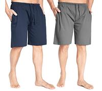 CityComfort Cómodos Pantalones Cortos Pijama para Hombres, Pack de 2 Piezas (M, Carbón/Azul Marino)