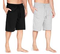 CityComfort Cómodos Pantalones Cortos Pijama para Hombres, Pack de 2 Piezas (2XL, Gris/Negro)