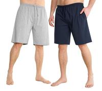 CityComfort Cómodos Pantalones Cortos Pijama para Hombres, Pack de 2 Piezas (XL, Azul Marino/Gris)