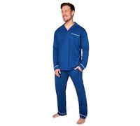 CityComfort Conjunto Pijama Hombre con Mangas largas y Pantalones, Tallas M-3XL, Pijama Hombre Invierno, Pijama Navidad - Regalos Hombre (Azul, L)