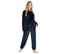 CityComfort Conjunto Pijama Mujer Adolescente con Capucha, Pijama Mujer Invierno, Ropa de Dormir 2 Piezas, Regalos para Ella (Azul Marino, L)