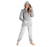 CityComfort Conjunto Pijama Mujer Adolescente con Capucha, Pijama Mujer Invierno, Ropa de Dormir 2 Piezas, Regalos para Ella (Gris, XL)