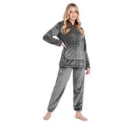 CityComfort Conjunto Pijama Mujer Adolescente con Capucha, Pijama Mujer Invierno, Ropa de Dormir 2 Piezas, Regalos para Ella (Gris Oscuro, XL)