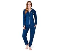 CityComfort Conjunto Pijama Mujer Con Mangas Largas y Pantalones, Tallas S-XL, Invierno, Navidad - Regalos (Azul Marino, L)