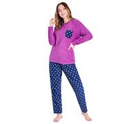 CityComfort Conjunto Pijama Mujer y Adolescente, Pijama Mujer Largo, Ropa de Dormir - Regalos para Ella (Morado/Azul Marino, M)