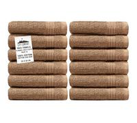 CityComfort Juego Toallas Pack de 12 Toallas Faciales y Mano 100% Algodon 30x30cm Toallas de Franela Secado Rápido Absorbentes (Marrón - 12 Pack)