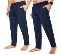 CityComfort Largo Pantalon Pijama con Bolsillos para Hombre, Pack de 2 (XXL, Azul Marino/Azul Marino, Cordón de la cintura)