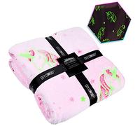 CityComfort - Manta Polar con Unicornio fosforescente Glow in The Dark Plaid Unicornio para niño (Rosa)