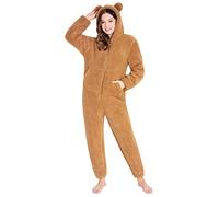 CityComfort Pijama Entero Mujer de Polar Peluche S-XL (L, Teddy Marrón)