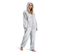 CityComfort Pijama Entero Mujer, Pijama de Polar Suave Cómodo Calentito S-XL (Gris de Dos Tonos, M)