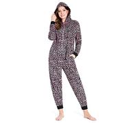 CityComfort Pijama Entero Mujer, Pijama de Polar Suave Cómodo Calentito S-XL (Rosa Leopardo, XL)