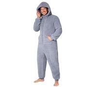 CityComfort Pijama Hombre Entero - Onesie con Cierre Cremallera Completo, Talla M-3XL, Regalo Hombre Navidad (Gris, XXL)