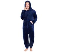 CityComfort Pijama Hombre Entero, Pijama Hombre de Una Pieza Mono con Cremallera, Pijamas Enteros de Polar para Adultos M-3XL (XL, Azul)