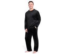 CityComfort Pijama Hombre Invierno, Pijama Forro Polar 2 Piezas de Manga Larga, (XXL, Negro)