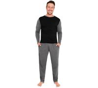 CityComfort Pijama Hombre Largo, Conjunto Pijama Hombre de 2 Piezas, Ropa Invierno Hombre y Adolescente - Regalos Hombres (Negro, L)