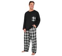 CityComfort Pijama Hombre Largo, Conjunto Pijama Hombre de 2 Piezas, Ropa Invierno Hombre y Adolescente - Regalos Hombres (Negro, XL)