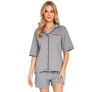 CityComfort Pijama Mujer Algodon Pijama Chica Verano Conjunto Camiseta Botones Manga Corta y Pantalones Cortos Ropa de Mujer Suave y Cómodo (S, Gris)