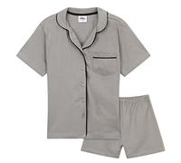 CityComfort Pijama Niña Verano Pijamas Adolescentes Conjunto 2 Piezas Pijama Corto Manga Corta con Botones Ropa Niña Chica (7-8 Años, Gris)