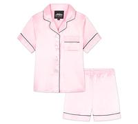 CityComfort Pijama Niña Verano Pijamas Adolescentes Conjunto 2 Piezas Pijama Saten Corto Manga Corta con Botones Ropa de Casa Regalo Niña (13-14 Años, Rosa)