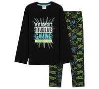 CityComfort Pijama Niño Manga Larga Invierno Pijamas Divertidos Niños Juvenil Chico Largo con Diseño Gaming Ropa de Dormir (11-12 Años, Verde/Negro Gaming)