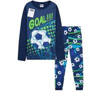 CityComfort Pijama Niño Manga Larga Invierno Pijamas Divertidos Niños Juvenil Chico Largo con Diseño Fútbol Ropa de Dormir (7-8 Años, Azul/Verde Football)
