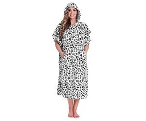 CityComfort Poncho De Toalla con Capucha para Adultos, Bata para Cambiarse con Bolsillos de Algodón 100%, para Hombre y Mujer Ideal para Vacaciones, Triatlón, Playa (S/M, Gris Leopardo)