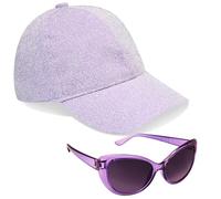 CityComfort Set Gorra y Gafas de Sol Niña, Gorra de Béisbol y Gafas Sol con Protección UV (Morado Purpurina)