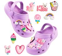 CityComfort Zuecos con Charms Removibles para Niña, Zuecos Playa y Piscina (Morado, 31-32 EU)