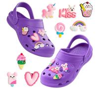 CityComfort Zuecos con Charms Removibles para Niña, Zuecos Playa y Piscina (Morado Brillante, 34-35 EU)