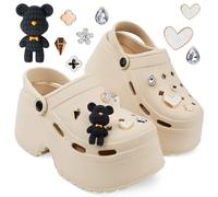 CityComfort Zuecos de Plataforma con Tacón y Charms Removibles - Regalos para Mujeres (Beige, 40/41 EU)