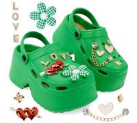 CityComfort Zuecos de Plataforma con Tacón y Charms Removibles - Regalos para Mujeres (Verde, 38/39 EU)